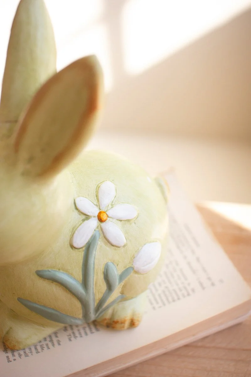 Set Of Two Colorful Faux Concrete Bunnies By Kalalou - Image 2