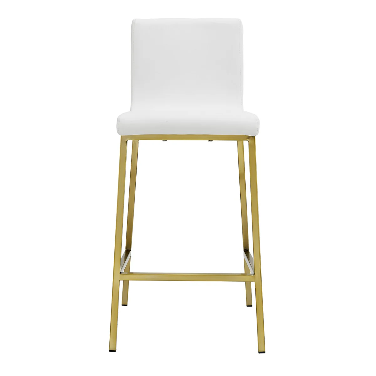 Set of Two Gray Faux leather and Gold Bar Stools By Homeroots