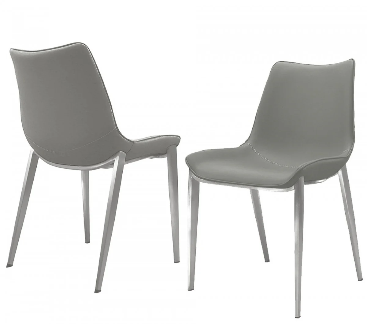 Set of Two Gray Faux Leather Modern Dining Chairs By Homeroots