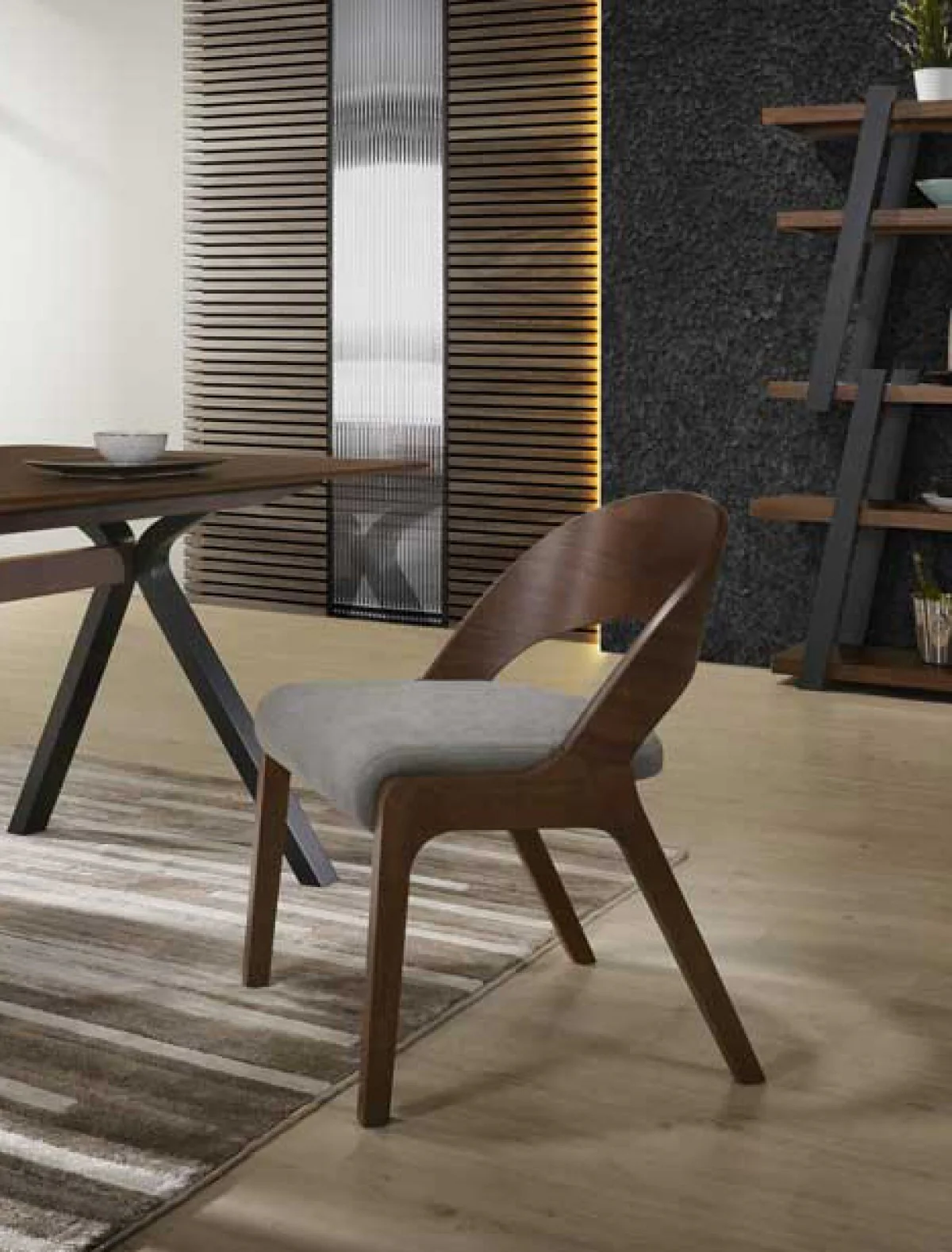 Set of Two Gray Walnut Fabric Modern Dining Chairs By Homeroots