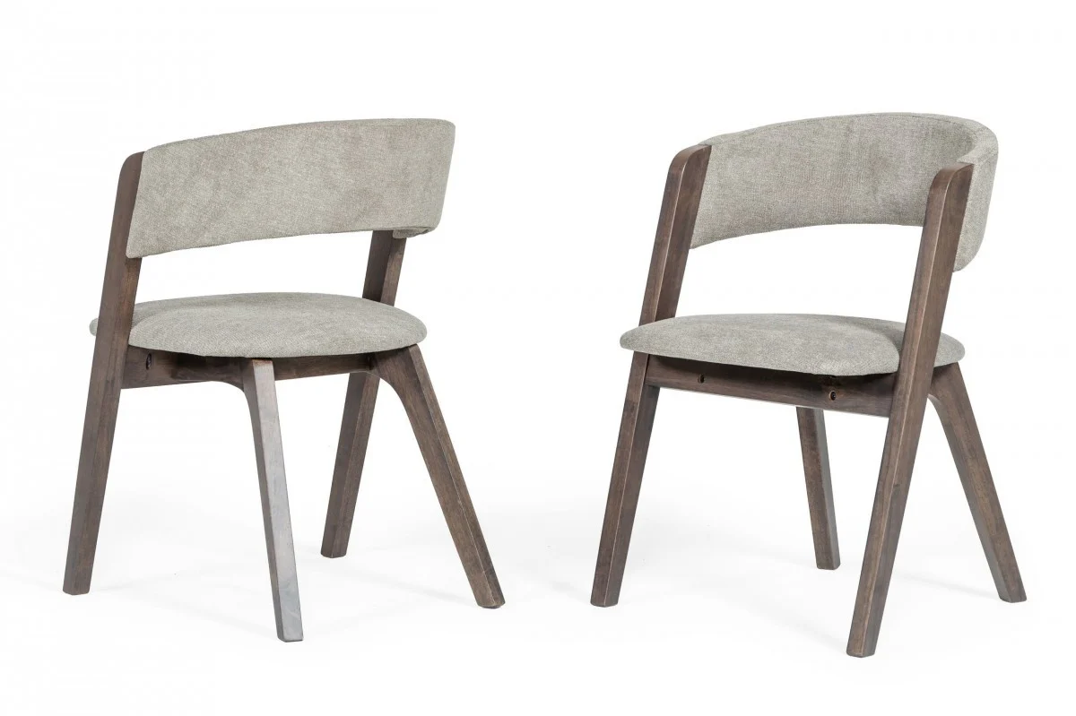 Set of Two Gray Wenge Dining Chairs By Homeroots