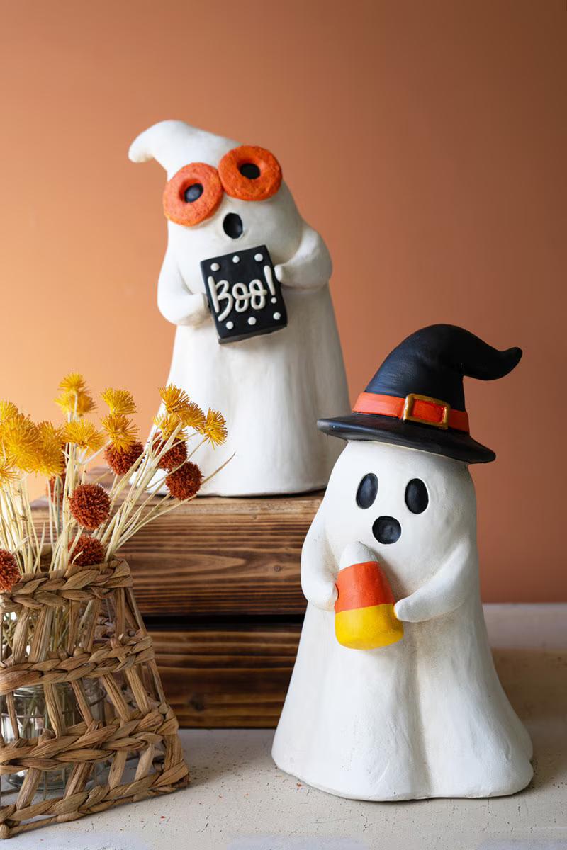 Set Of Two Resin Halloween Ghosts By Kalalou