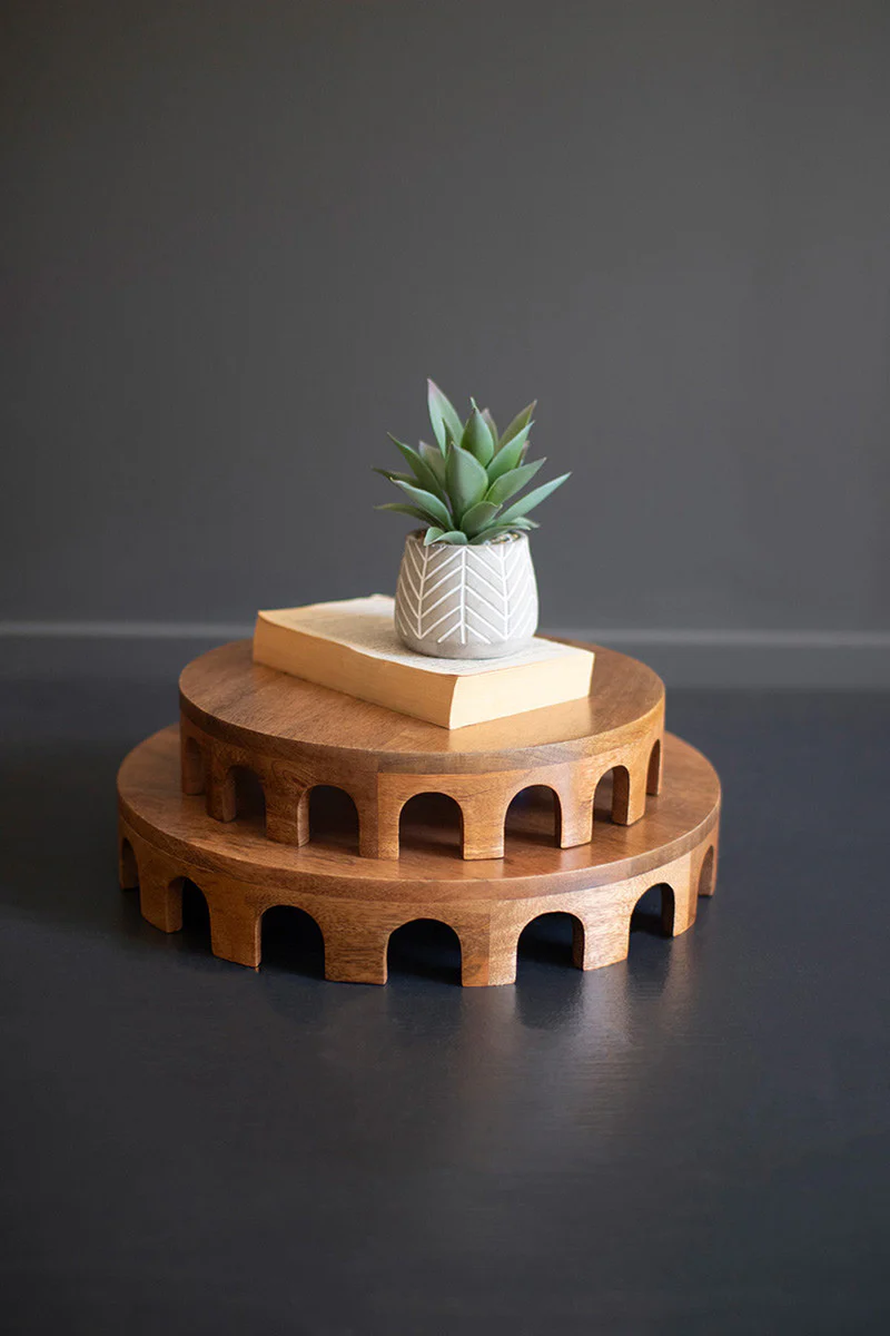 Set Of Two Round Wooden Risers By Kalalou
