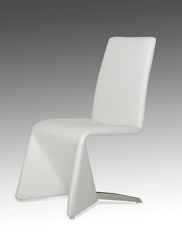 Set Of Two White Contemporary Faux Leather Dining Chairs By Homeroots