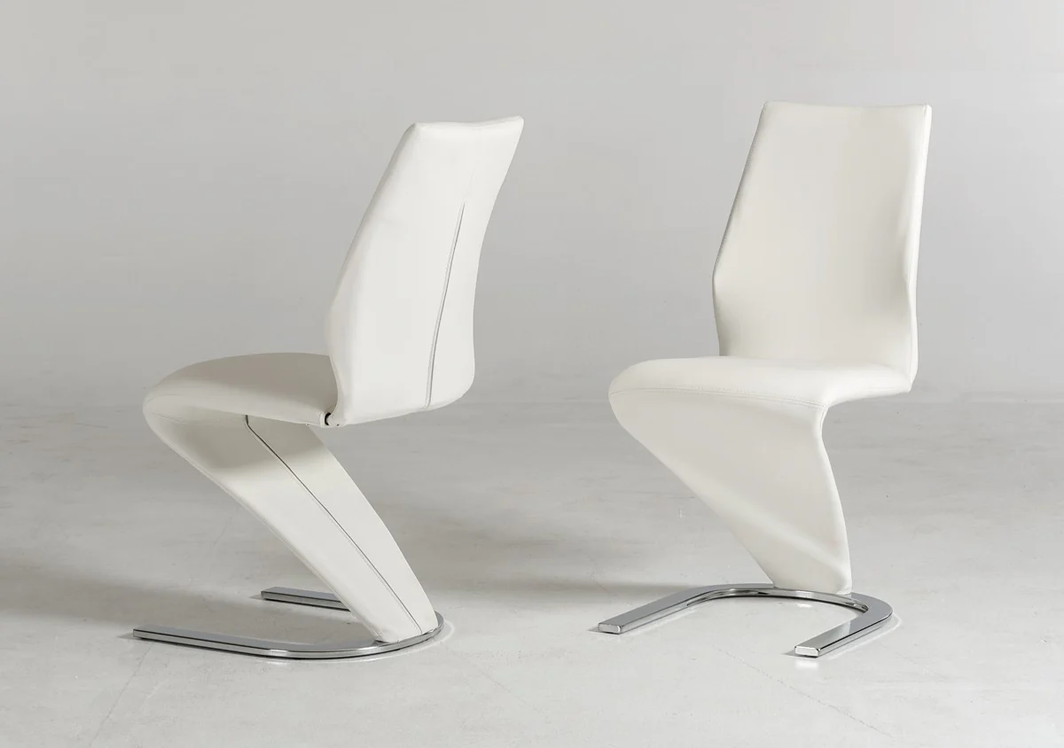 Set of Two White Faux Leather Modern Dining Chairs By Homeroots - 472191