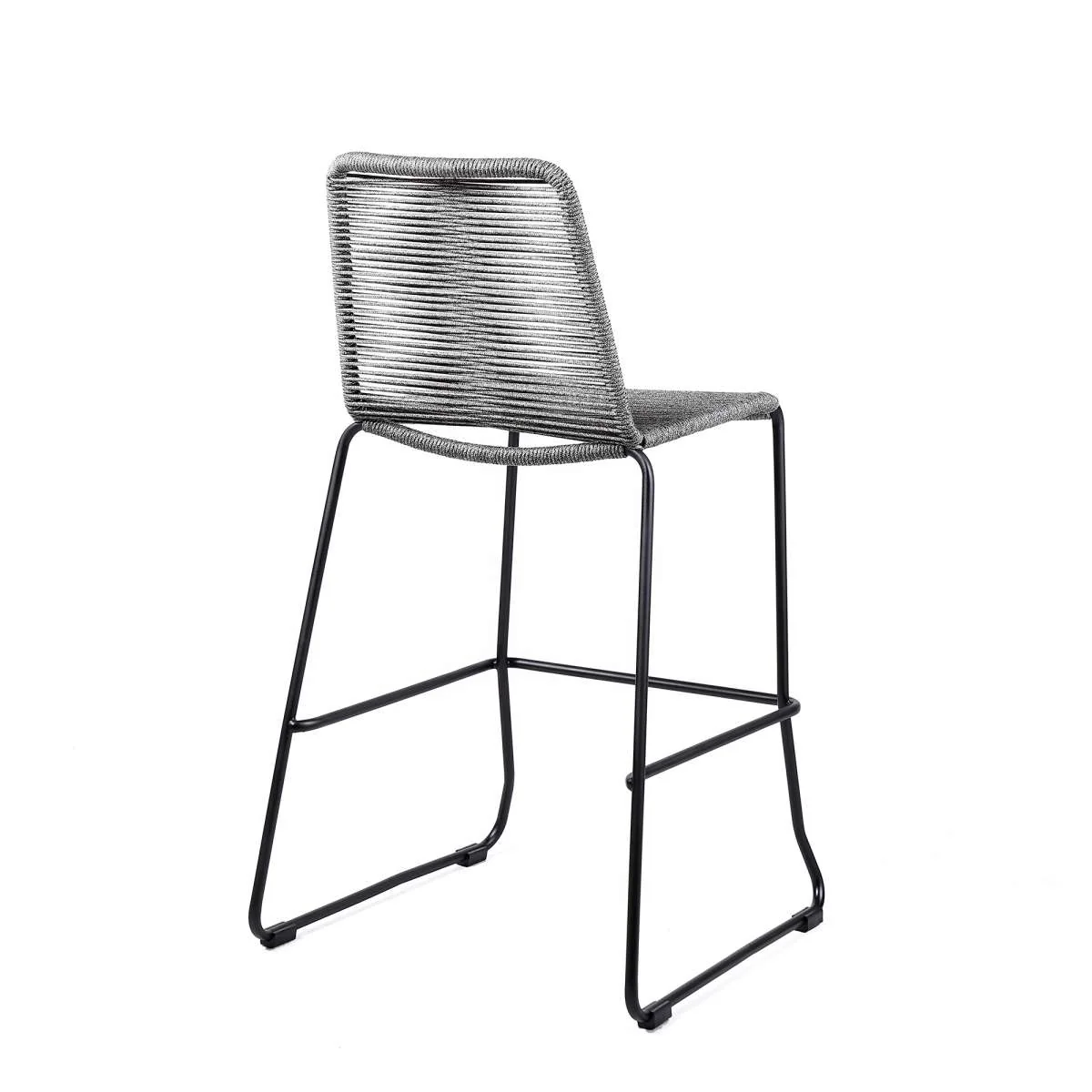 Shasta 30" Outdoor Metal and Grey Rope Stackable Barstool - Set of 2 By Armen Living - Image 4