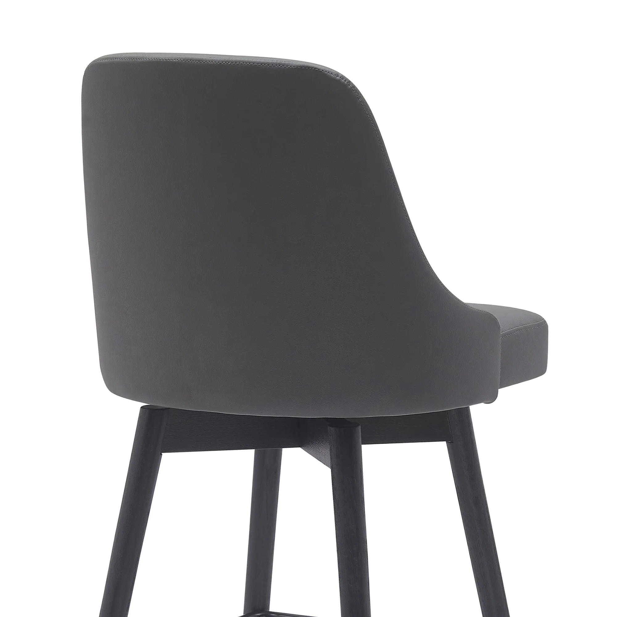 Sicily 26" Swivel Black Wood Counter Stool in Gray Faux Leather By Armen Living - Image 9