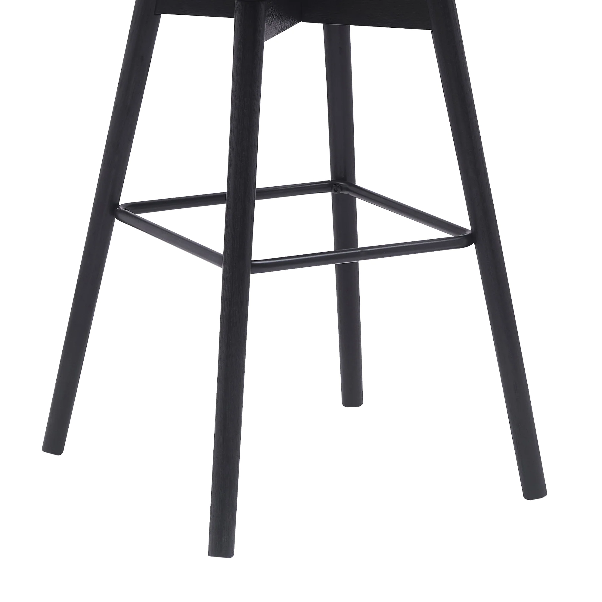 Sicily 30" Swivel Black Wood Bar Stool in Gray Faux Leather By Armen Living - Image 6