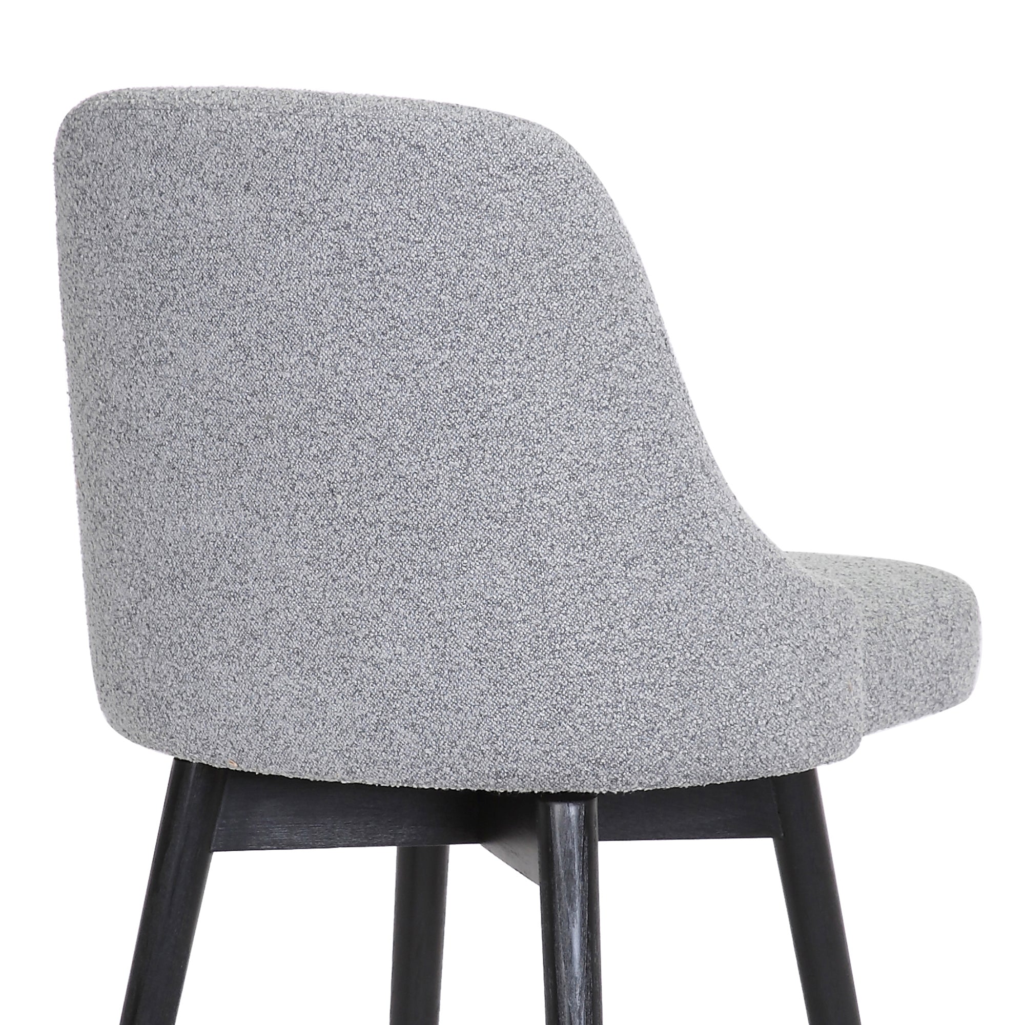 Sicily 30" Swivel Black Wood Bar Stool in Light Grey Fabric By Armen Living - Image 10