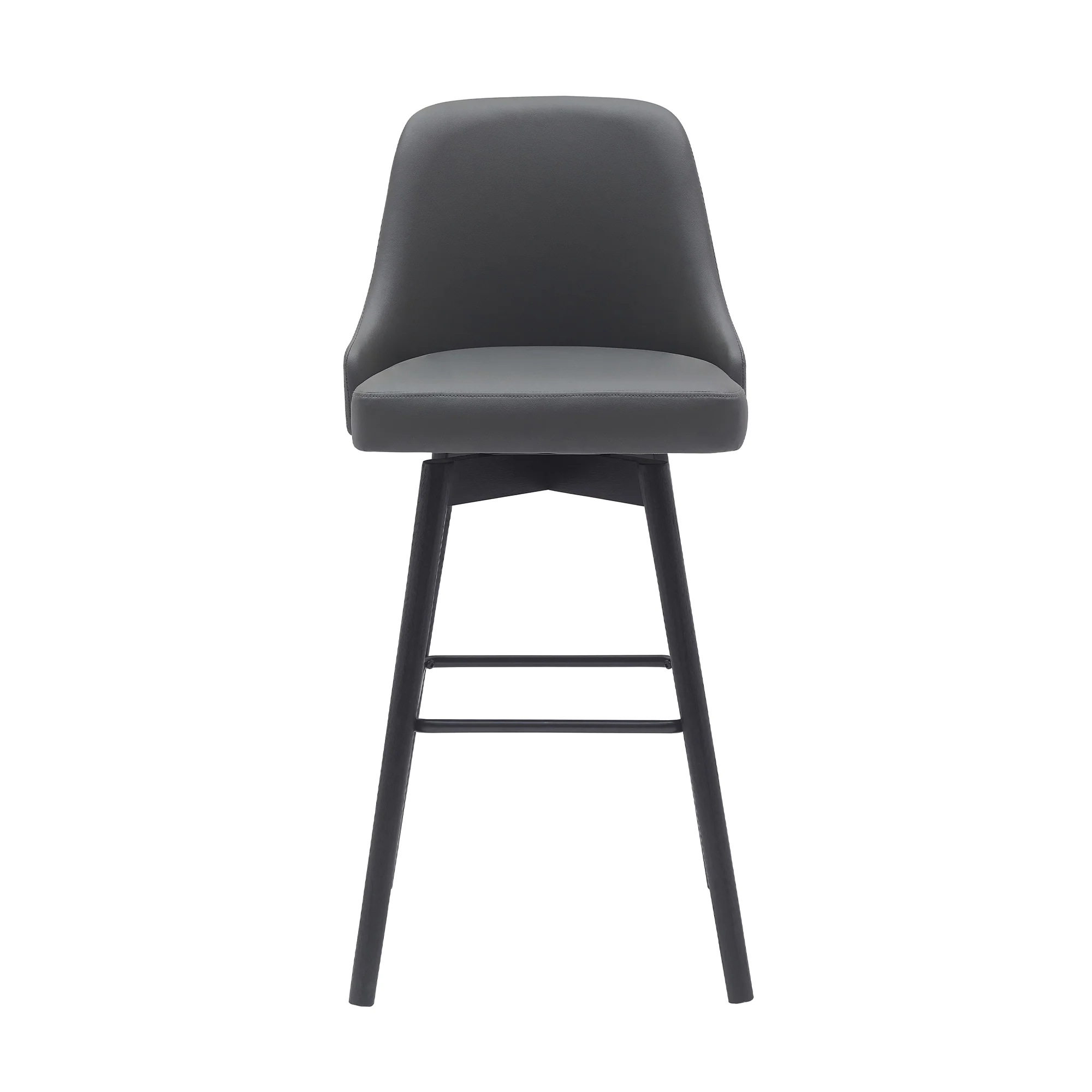 Sicily 30" Swivel Black Wood Bar Stool in Light Grey Fabric By Armen Living - Image 3