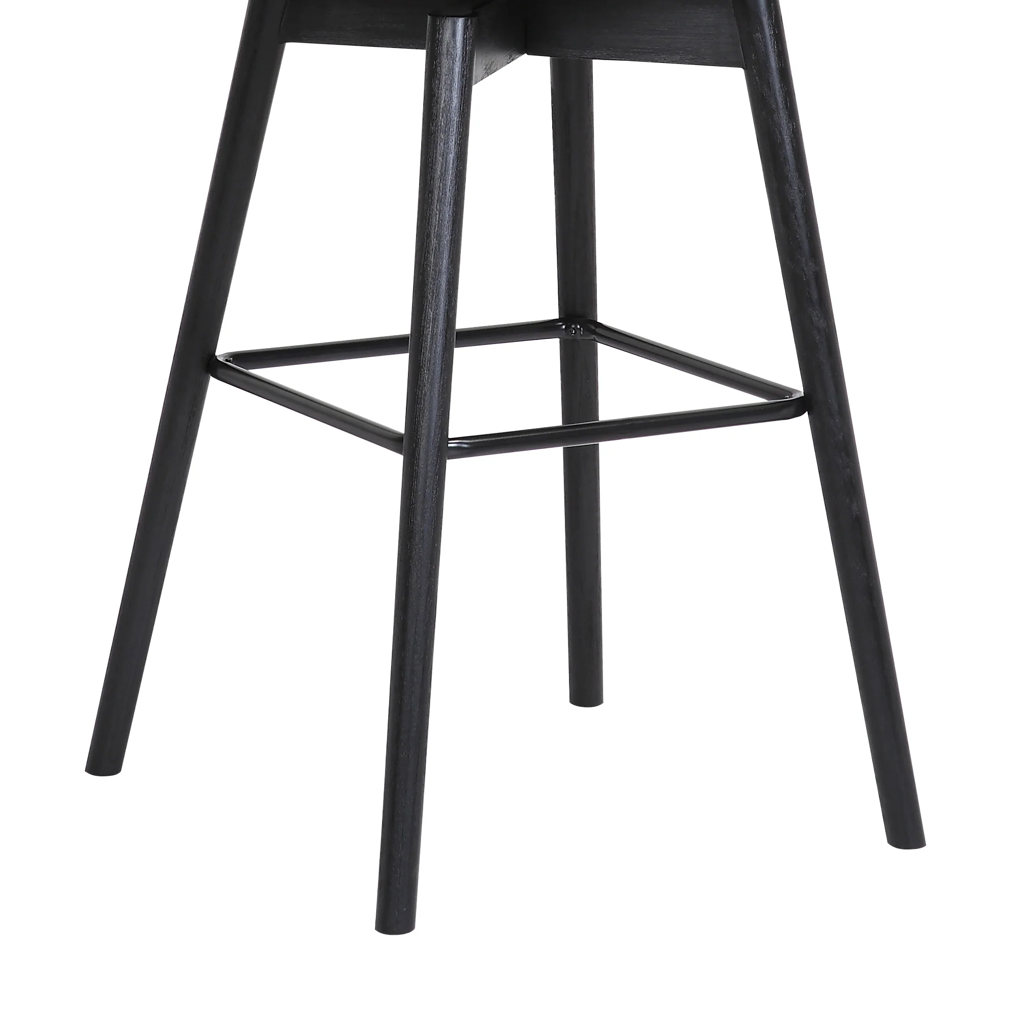 Sicily 30" Swivel Black Wood Bar Stool in Light Grey Fabric By Armen Living - Image 8
