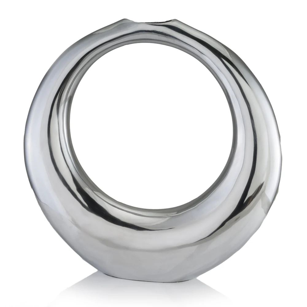 Silver Aluminum Ring Large Hoop Vase By Homeroots