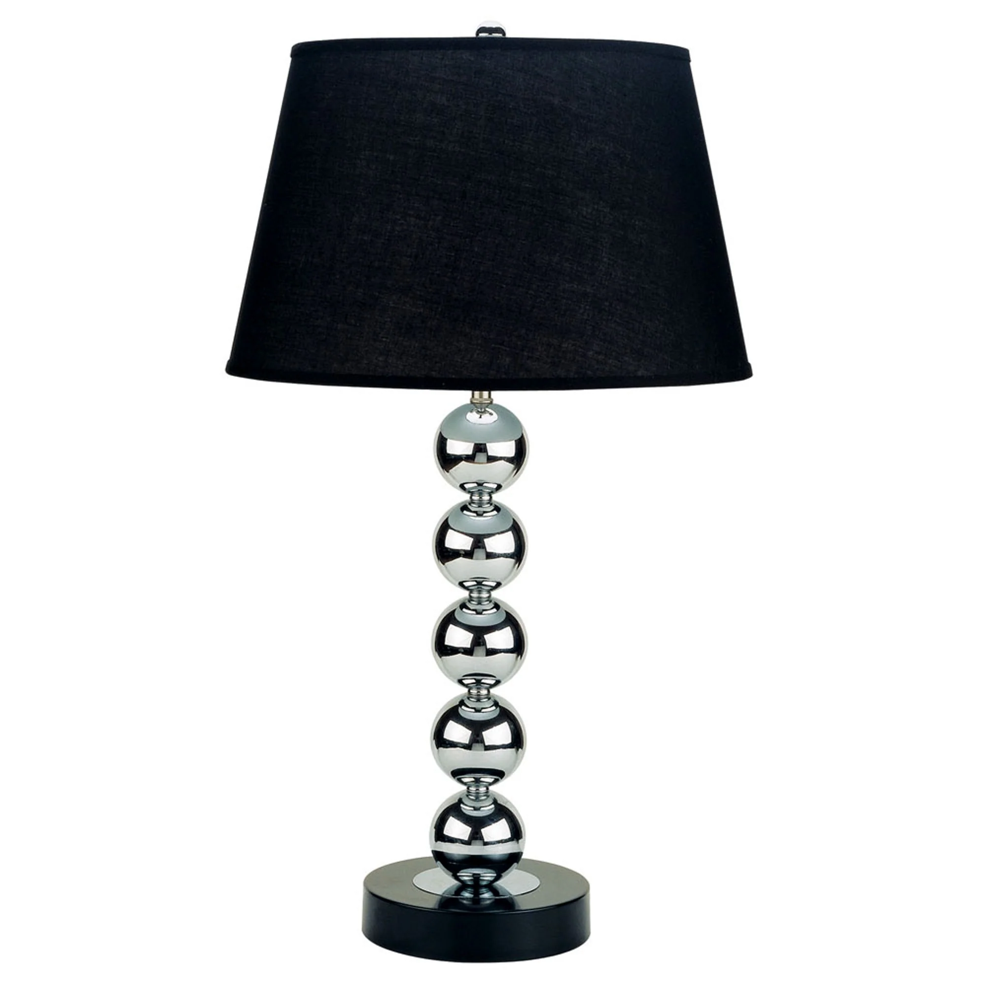 Silver Bauble Table Lamp with Black Shade By Homeroots