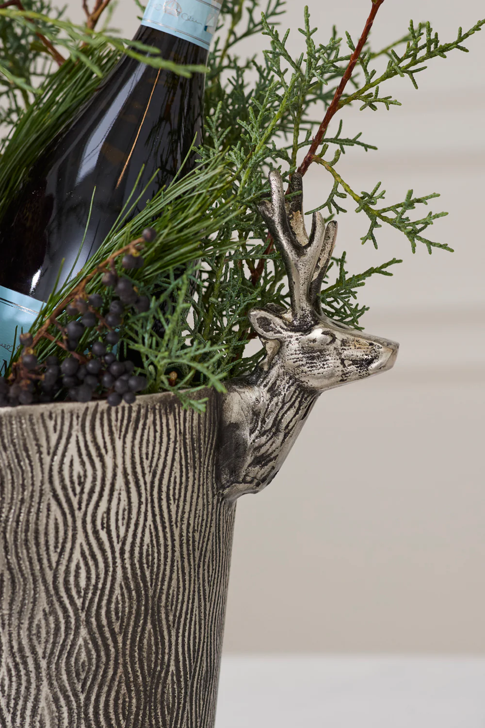 Silver Deer Bucket By Accent Decor