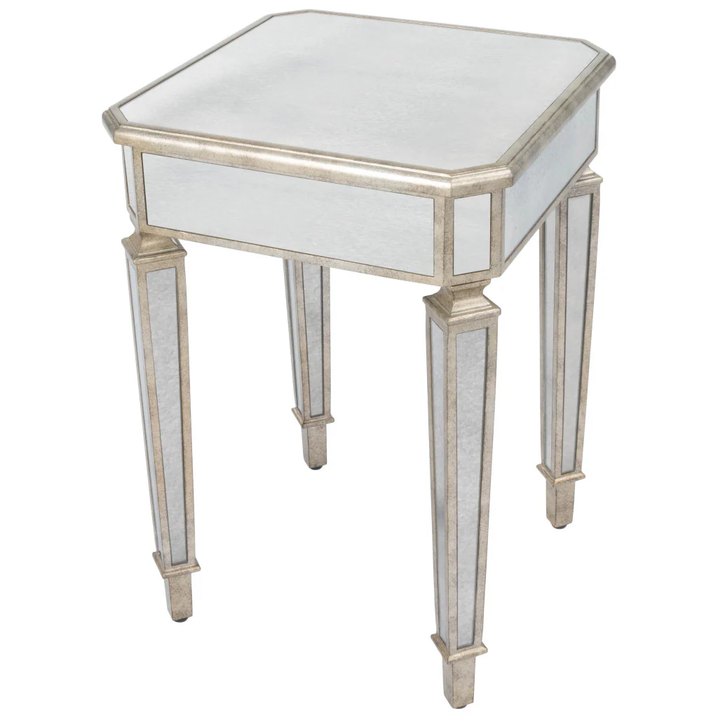 Silver Distressed Glass Square End Table By Homeroots
