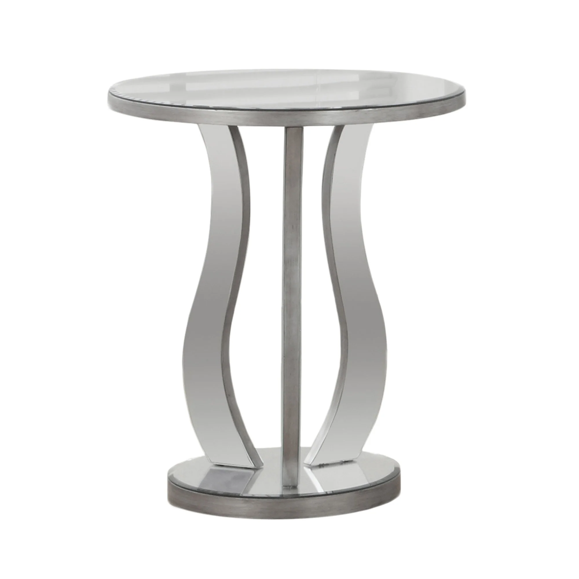 Silver End Table with a Mirror Top By Homeroots
