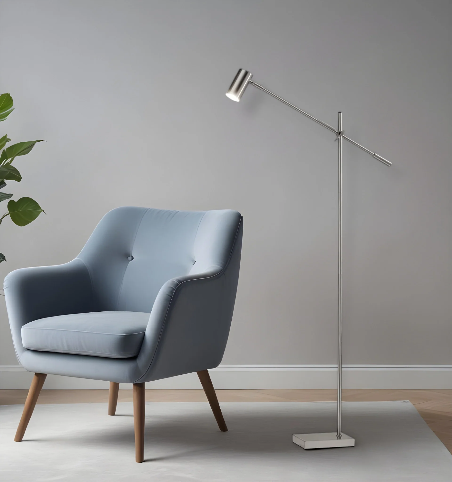 Silver LED Task Floor Lamp With Silver Metal Drum Shade By Homeroots