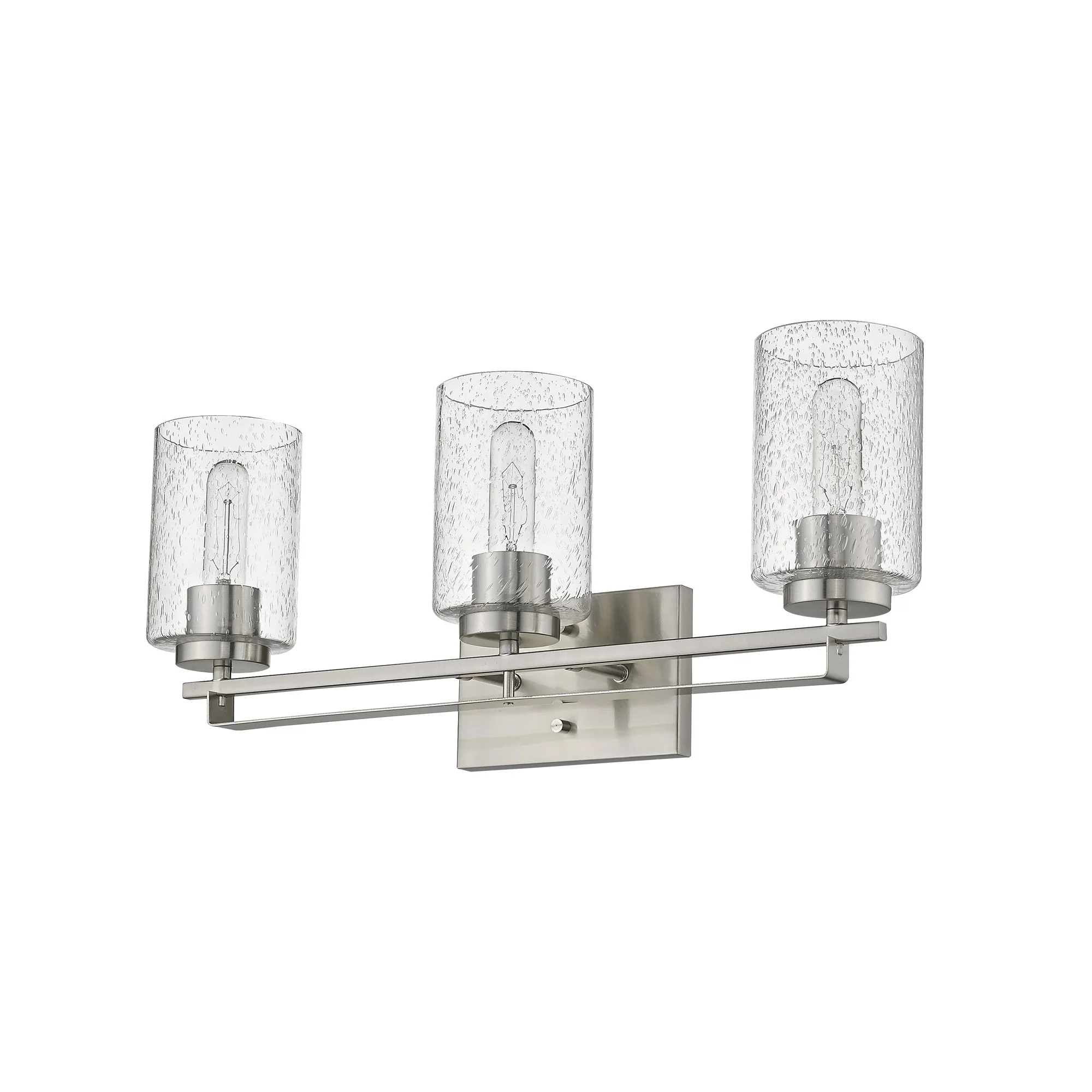 Silver Metal and Textured Glass Three Light Wall Sconce By Homeroots