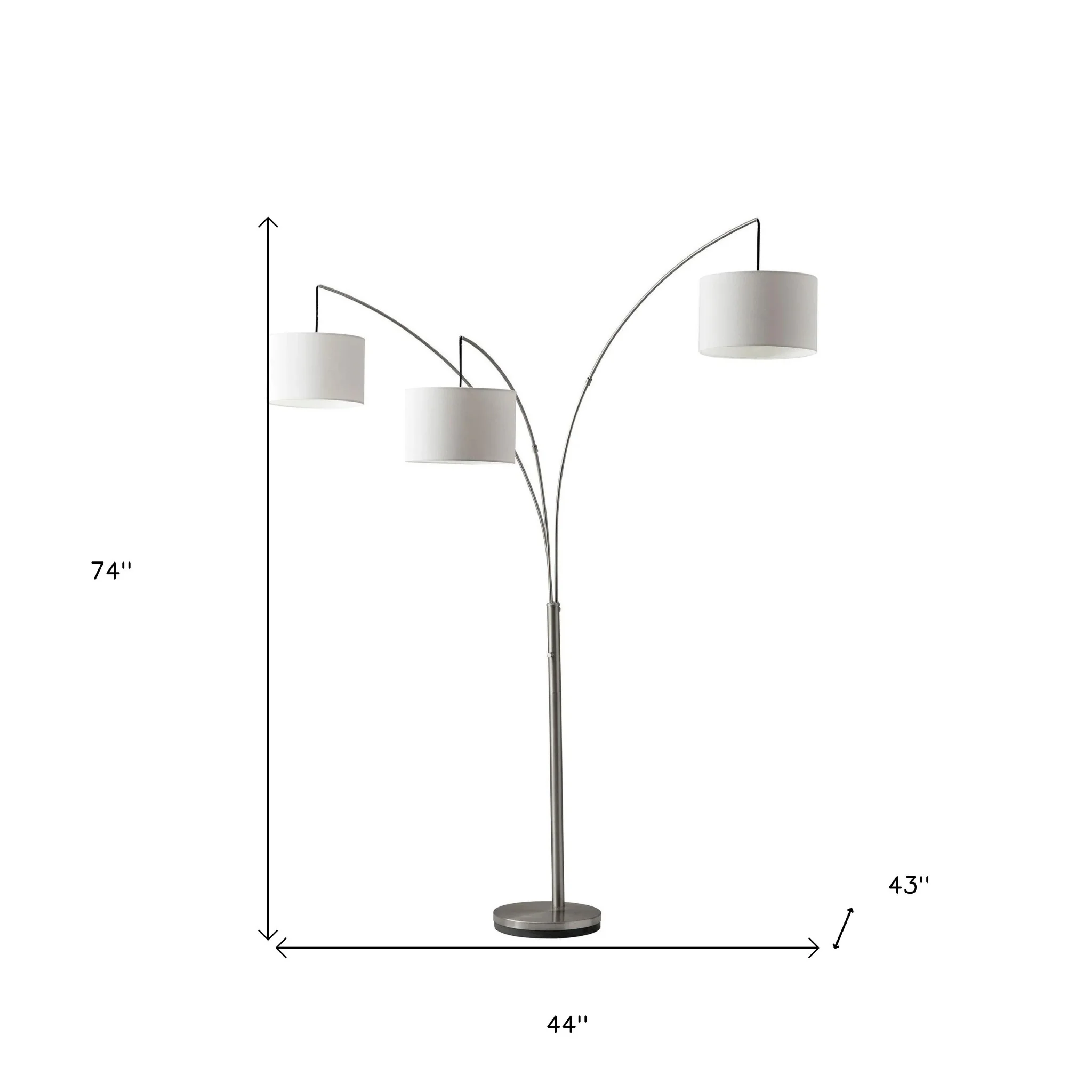 Silver Three Light Tree Floor Lamp With White Linen Drum Shade By Homeroots - Image 6
