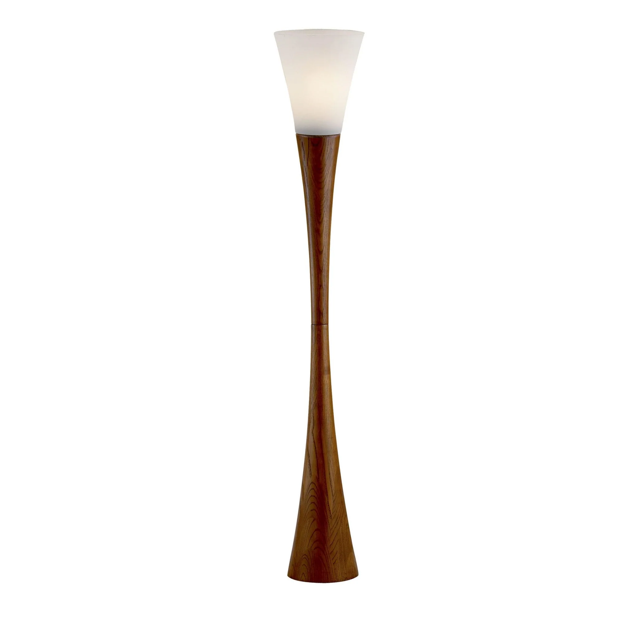 Sleek Walnut Wood Finished Floor Lamp with Frosted Glass Shade By Homeroots