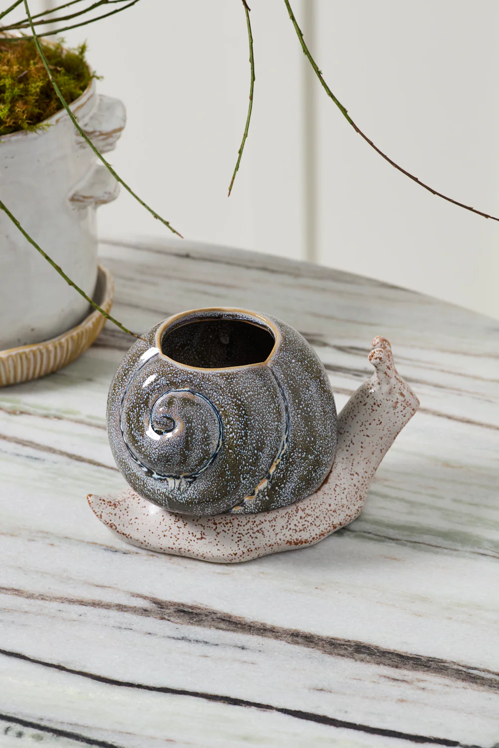 Snail Pot with Saucer Set of 2 By Accent Decor - Image 4