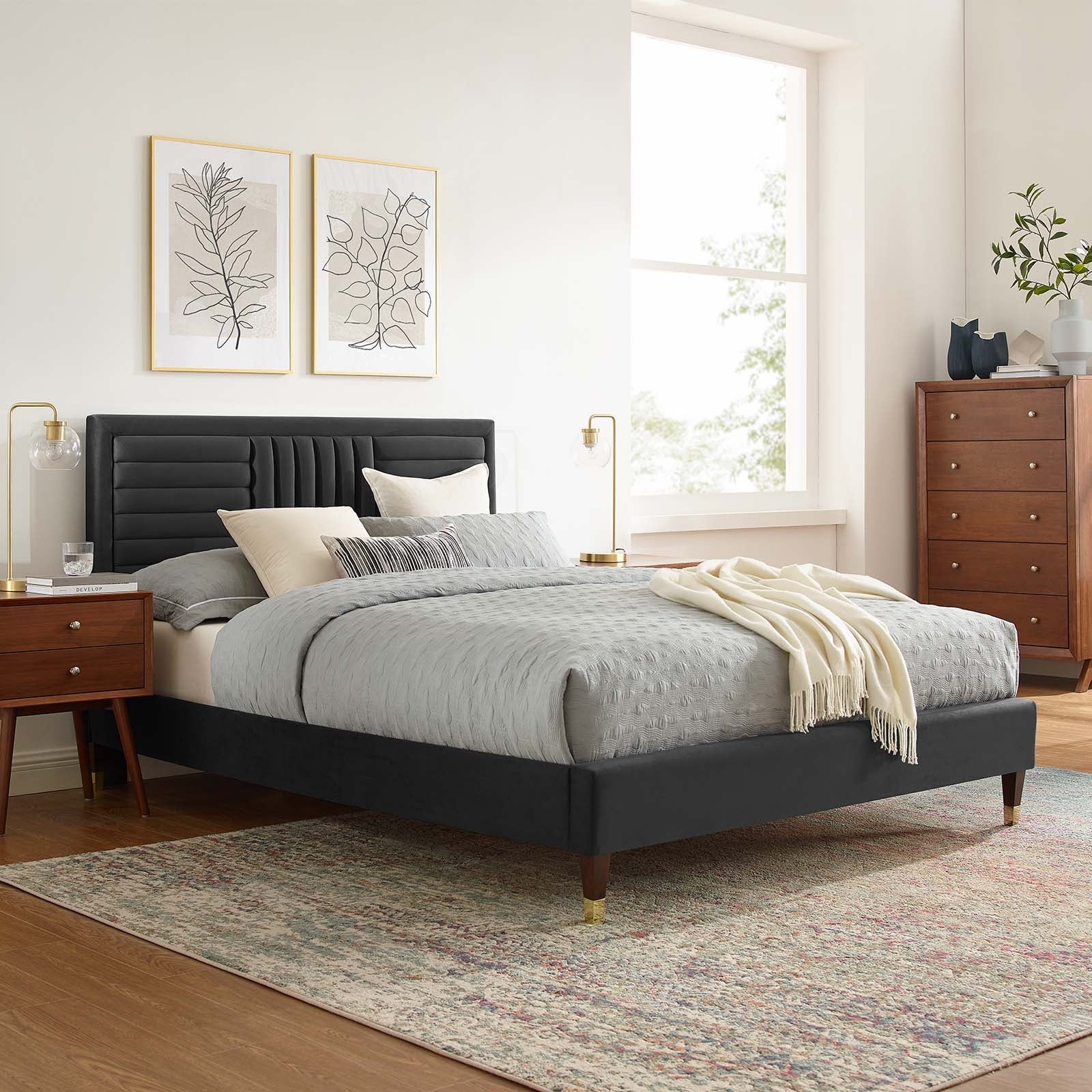 Sofia Channel Tufted Performance Velvet Full Platform Bed By Modway - MOD-6995