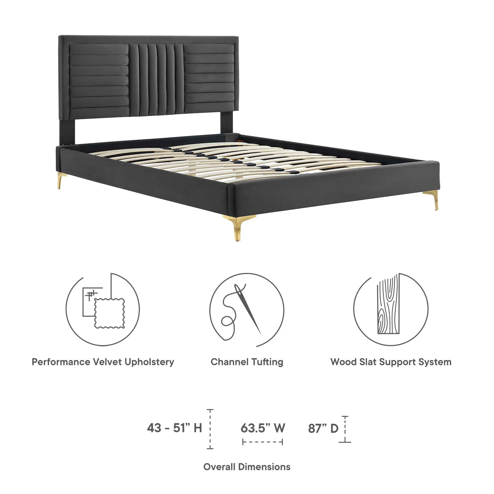 Sofia Channel Tufted Performance Velvet Full Platform Bed By Modway - MOD-7003 - Image 7