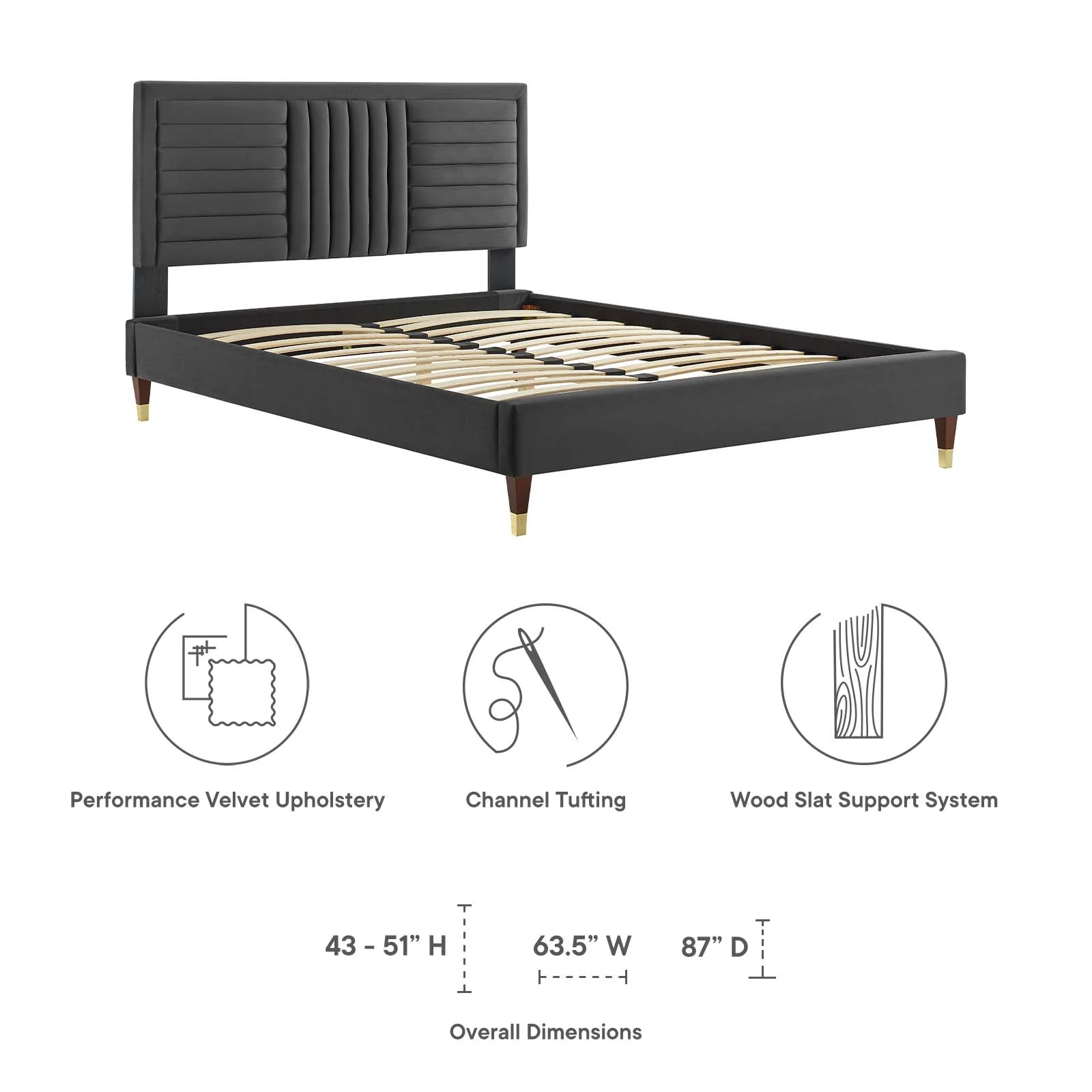 Sofia Channel Tufted Performance Velvet King Platform Bed By Modway - MOD-7007 - Image 7