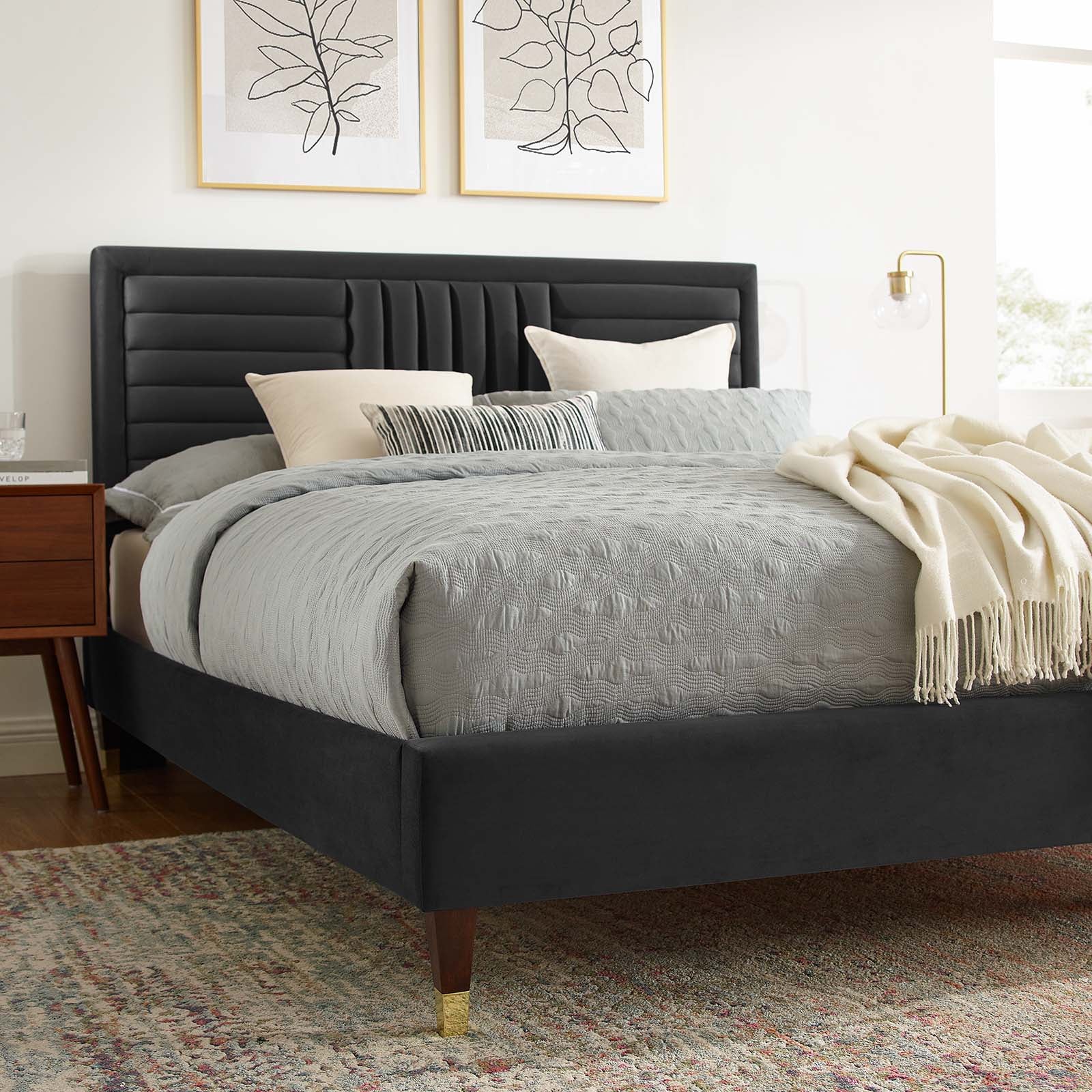 Sofia Channel Tufted Performance Velvet King Platform Bed By Modway - MOD-7007 - Image 8