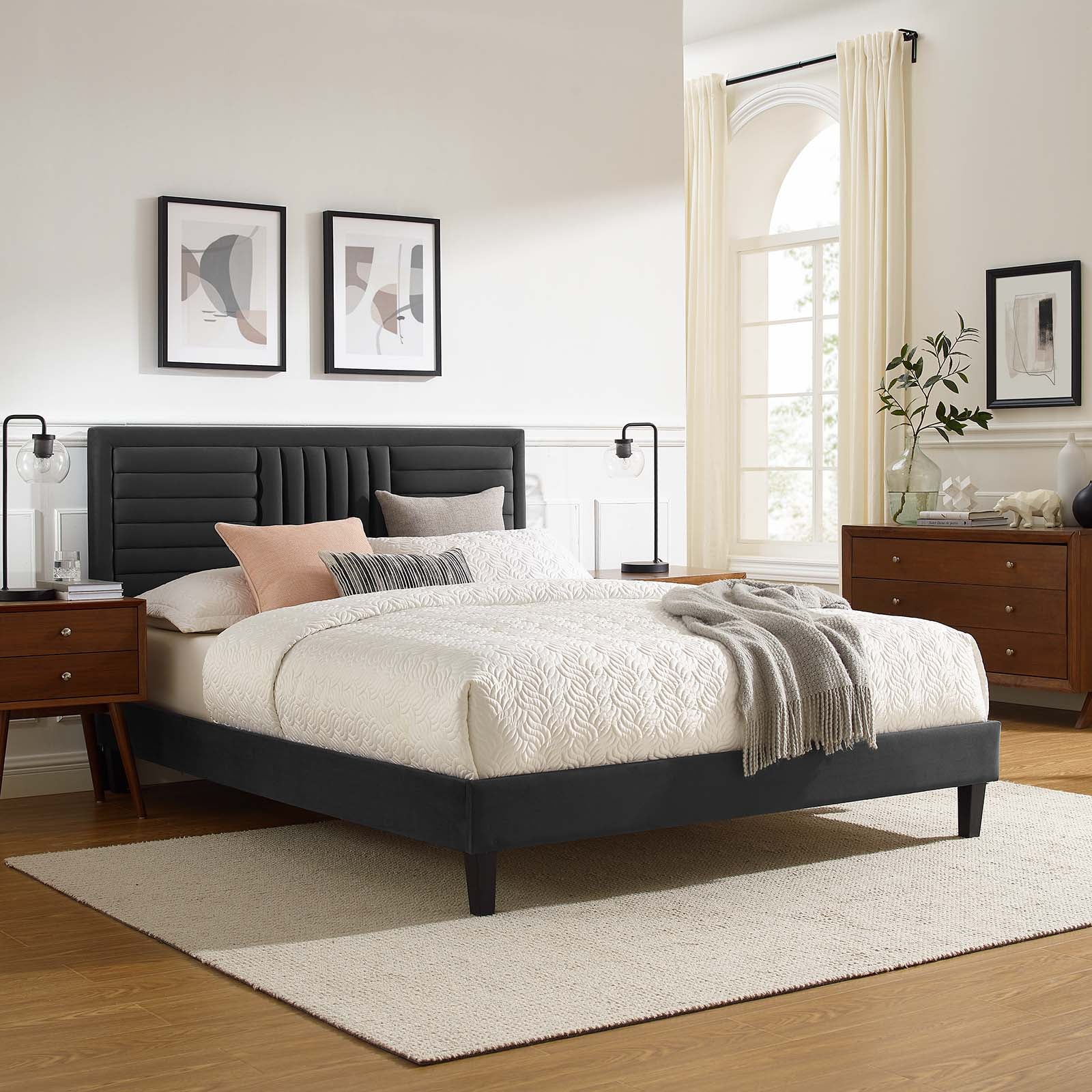 Sofia Channel Tufted Performance Velvet Queen Platform Bed By Modway - MOD-6975