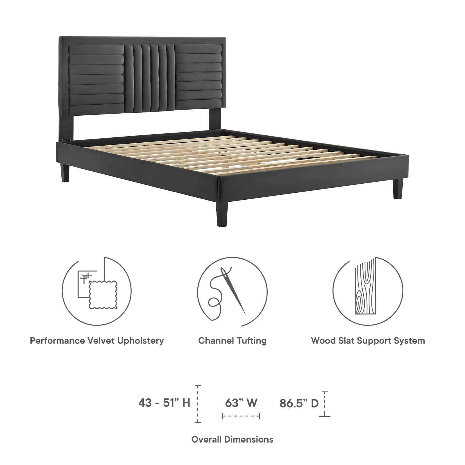 Sofia Channel Tufted Performance Velvet Queen Platform Bed By Modway - MOD-6975 - Image 6