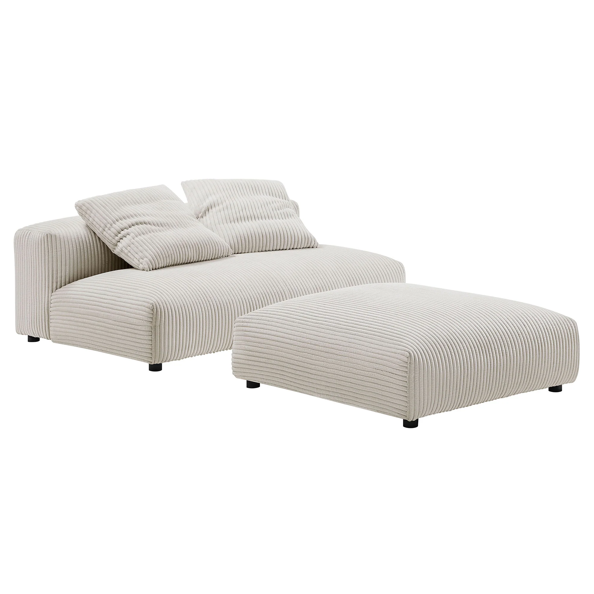 Solace Modular Corduroy Upholstered Armless Loveseat and Ottoman Set by Modway - Image 2