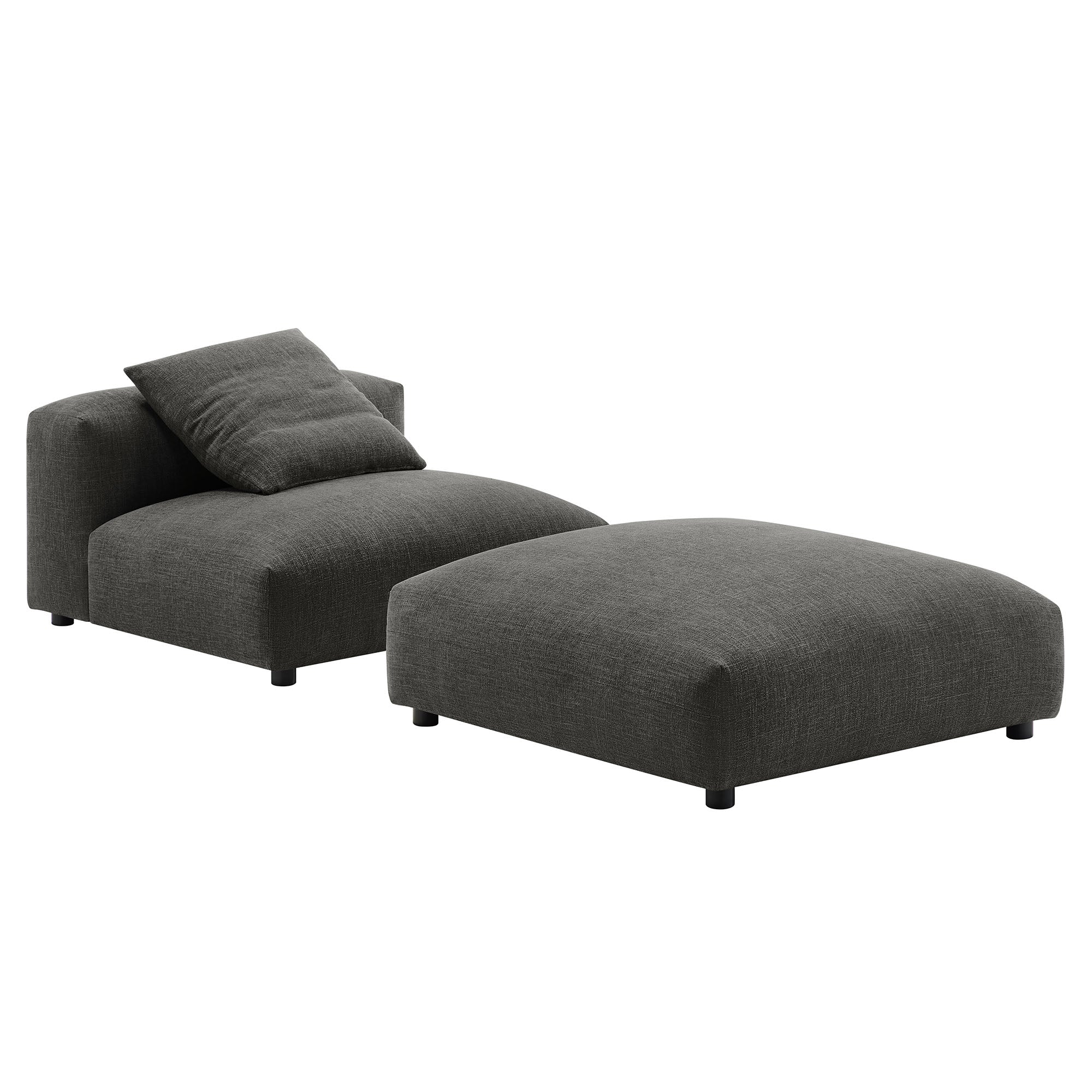 Solace Modular Upholstered Fabric Armless Chair and Ottoman Set by Modway - Image 2