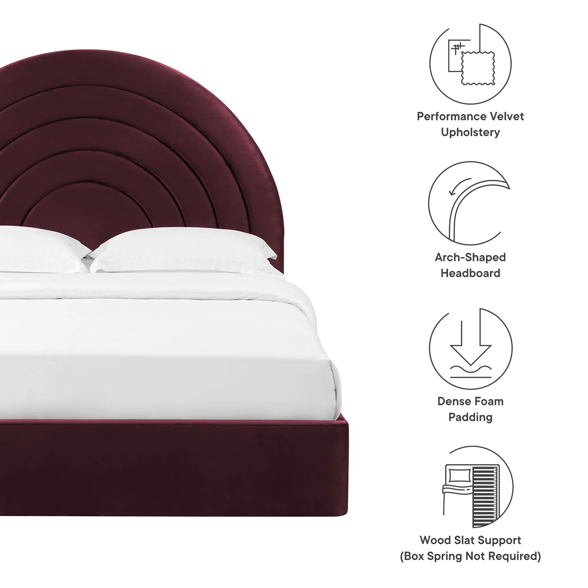 Solana Arched Performance Velvet Full Platform Bed by Modway - Image 35