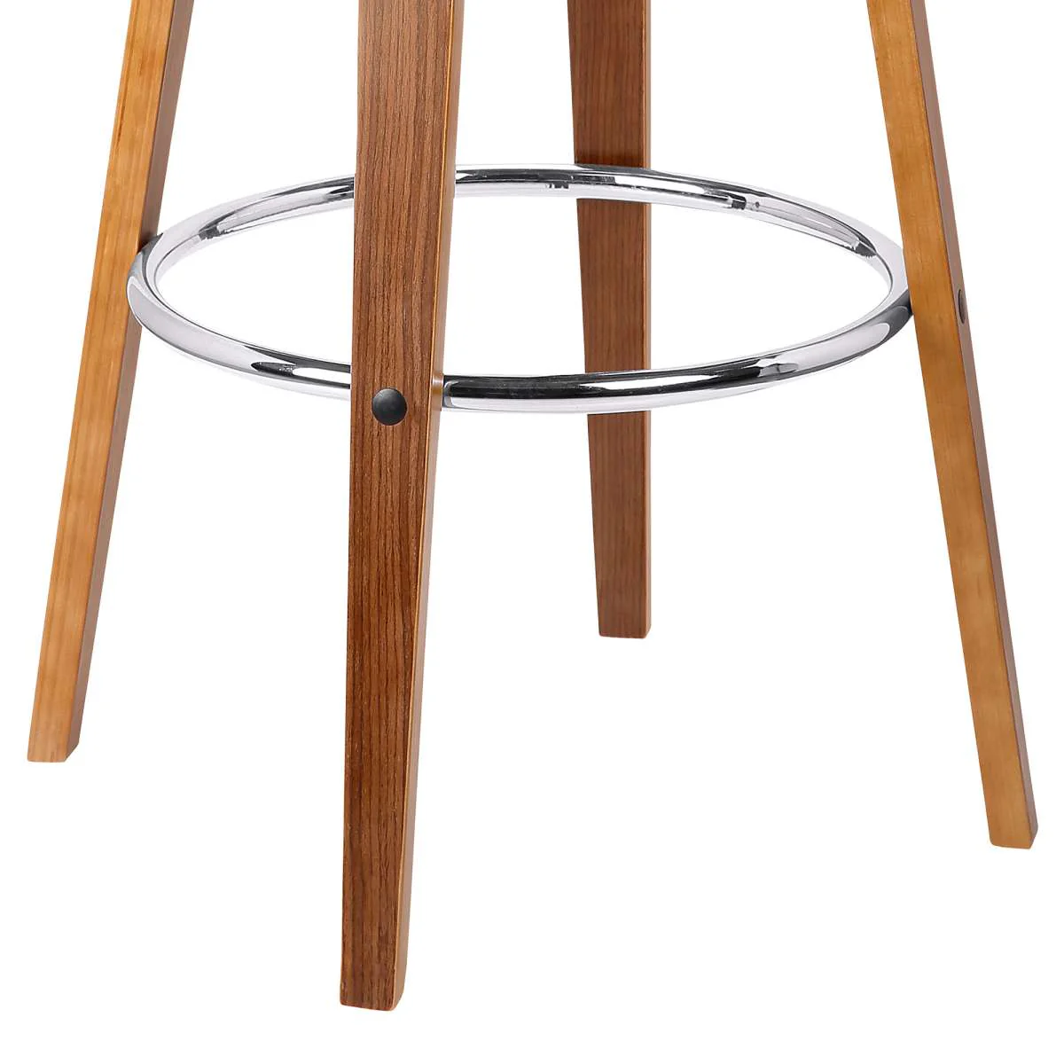 Solvang 30" Swivel Brown Faux Leather and Walnut Wood Bar Stool By Armen Living - Image 6