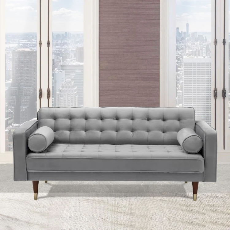 Somerset Gray Velvet Mid Century Modern Loveseat By Armen Living