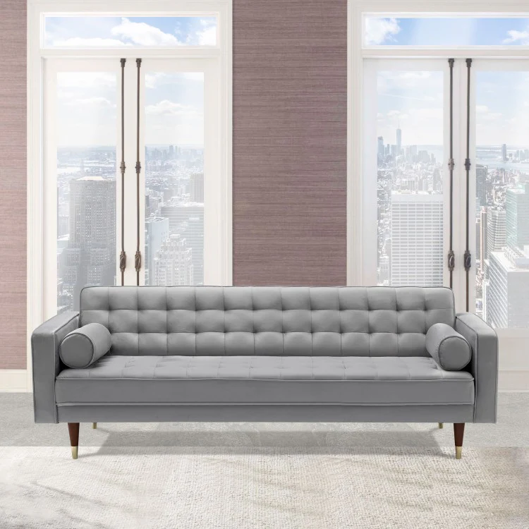Somerset Gray Velvet Mid Century Modern Sofa By Armen Living