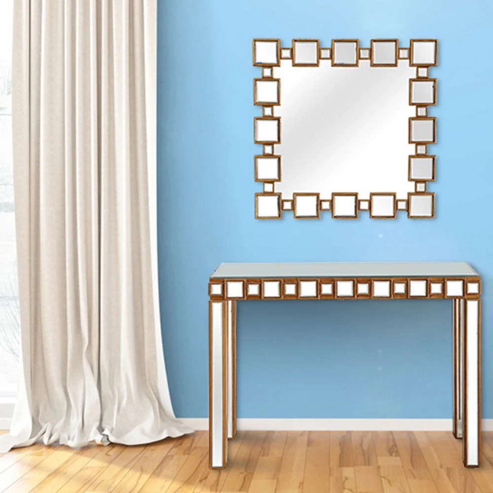 Square Reflective Mirror and Console Table By Homeroots - Image 2