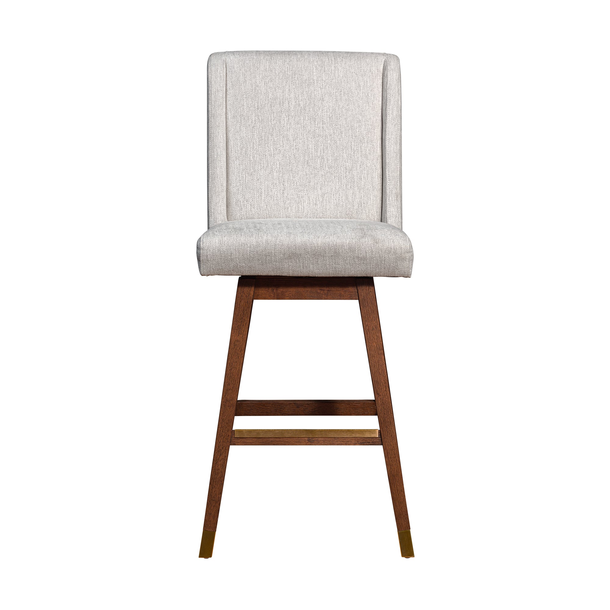 Stancoste Swivel Bar Stool in Brown Oak Wood Finish with Beige Fabric By Armen Living - Image 4