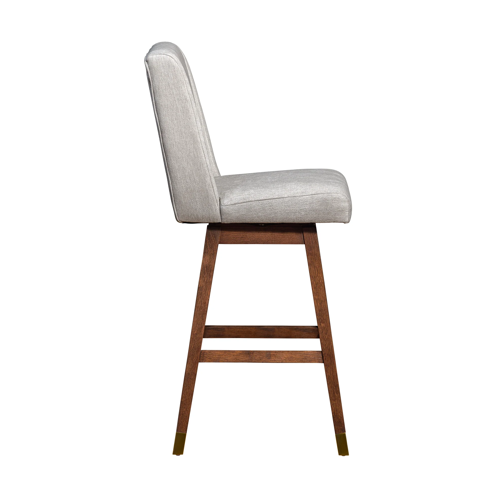 Stancoste Swivel Bar Stool in Brown Oak Wood Finish with Beige Fabric By Armen Living - Image 5