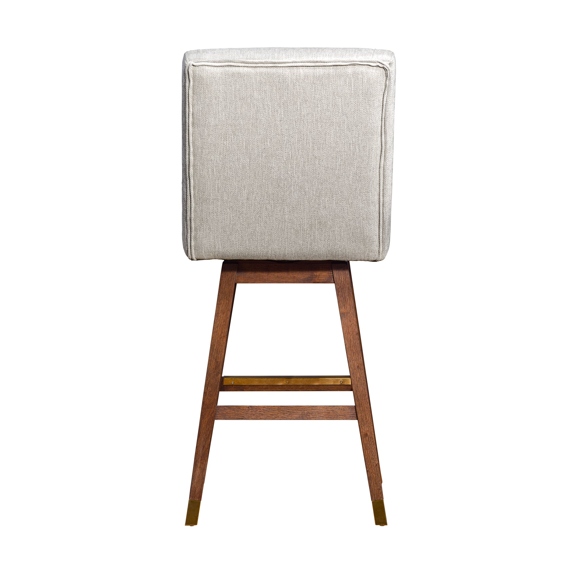 Stancoste Swivel Bar Stool in Brown Oak Wood Finish with Beige Fabric By Armen Living - Image 6