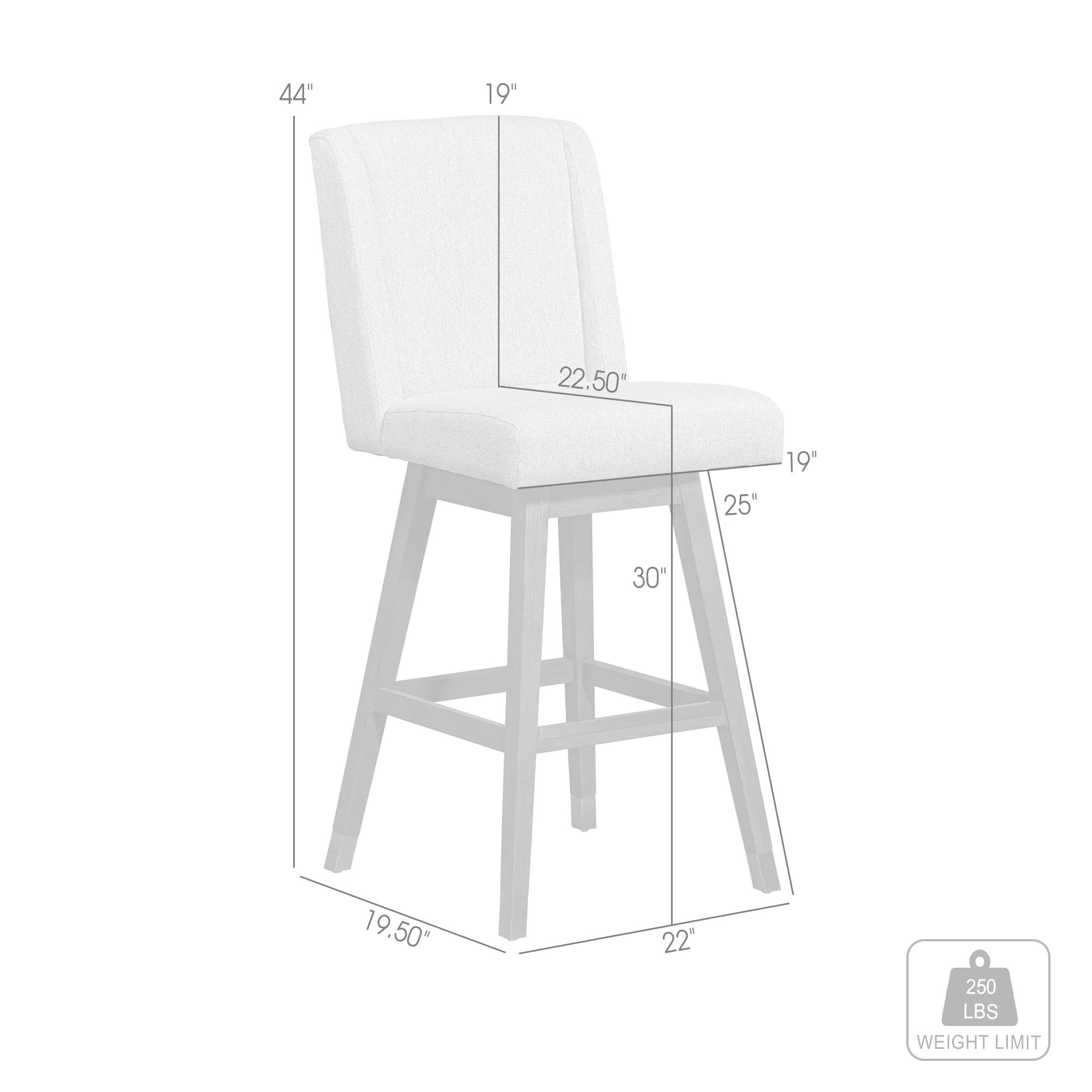 Stancoste Swivel Bar Stool in Brown Oak Wood Finish with Beige Fabric By Armen Living - Image 9
