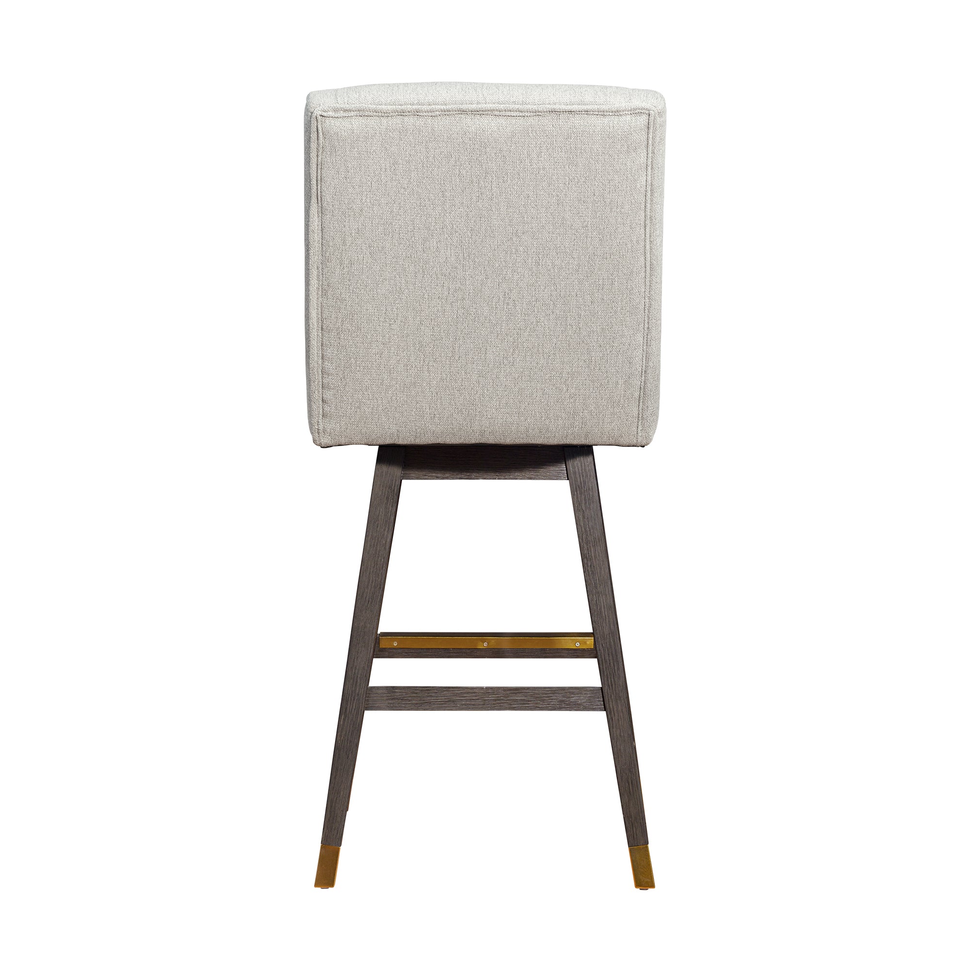 Stancoste Swivel Bar Stool in Grey Oak Wood Finish with Taupe Fabric By Armen Living - Image 6