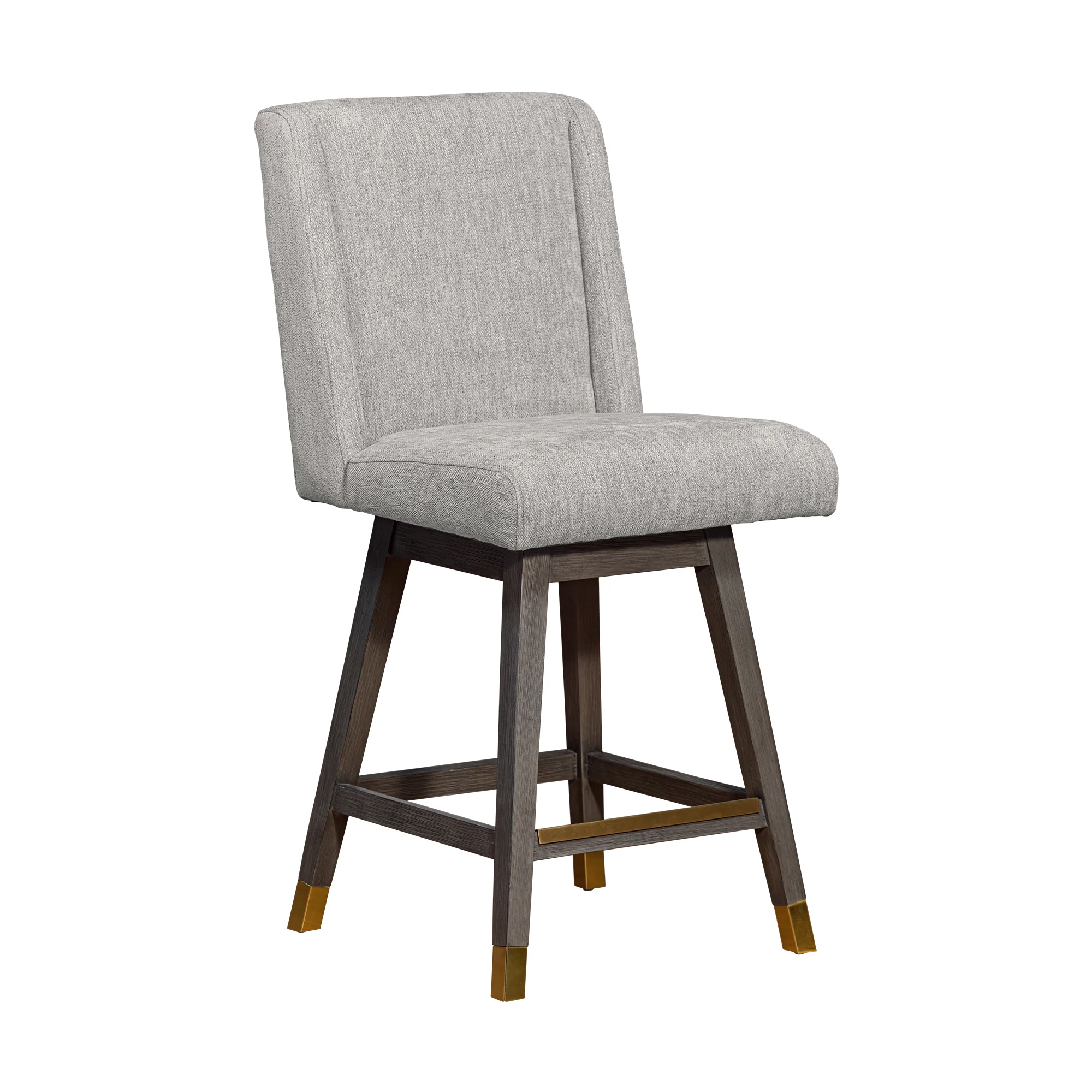 Stancoste Swivel Counter Stool in Grey Oak Wood Finish with Mocha Fabric By Armen Living - Image 2