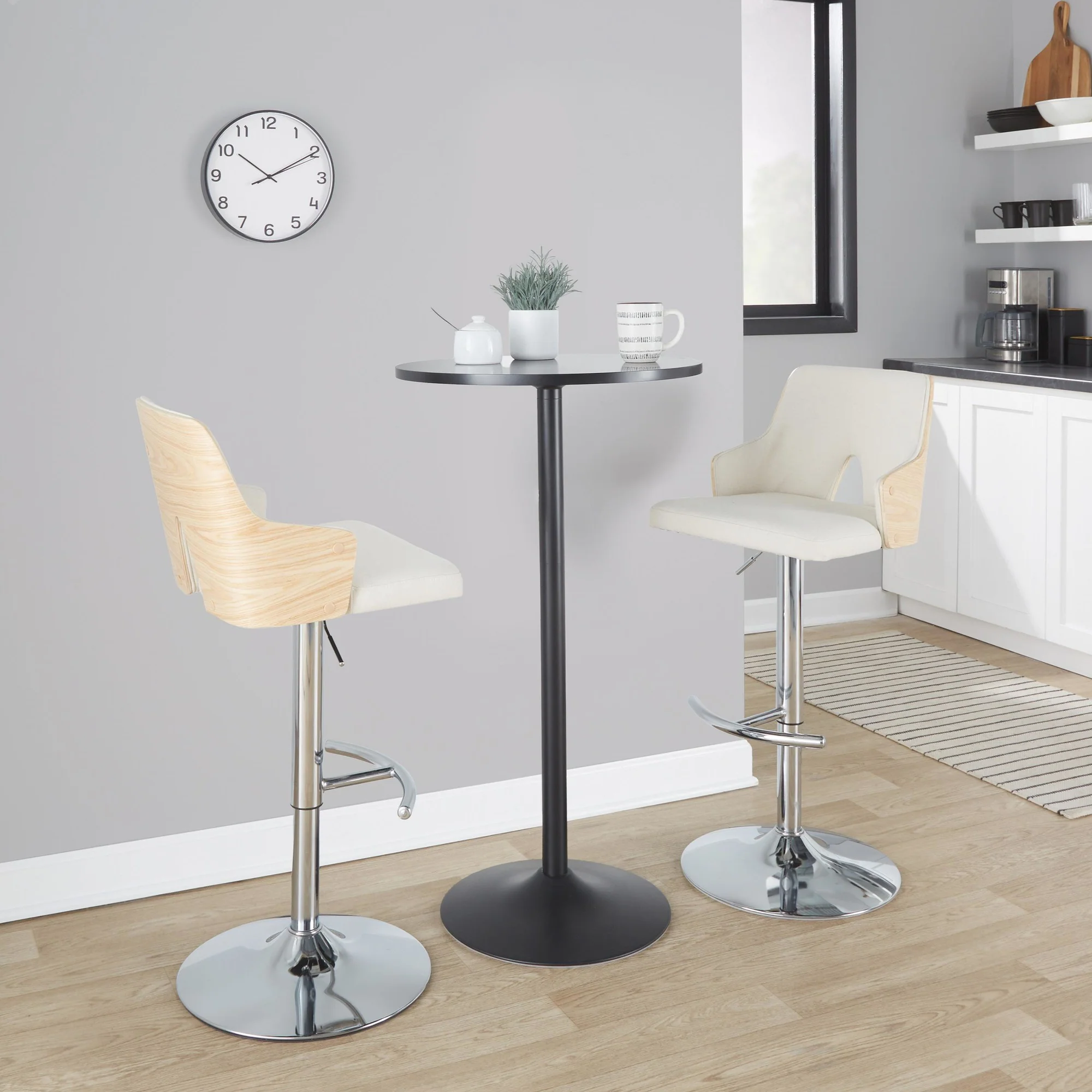 Stella Adjustable Barstool - Set of 2 Cream By LumiSource