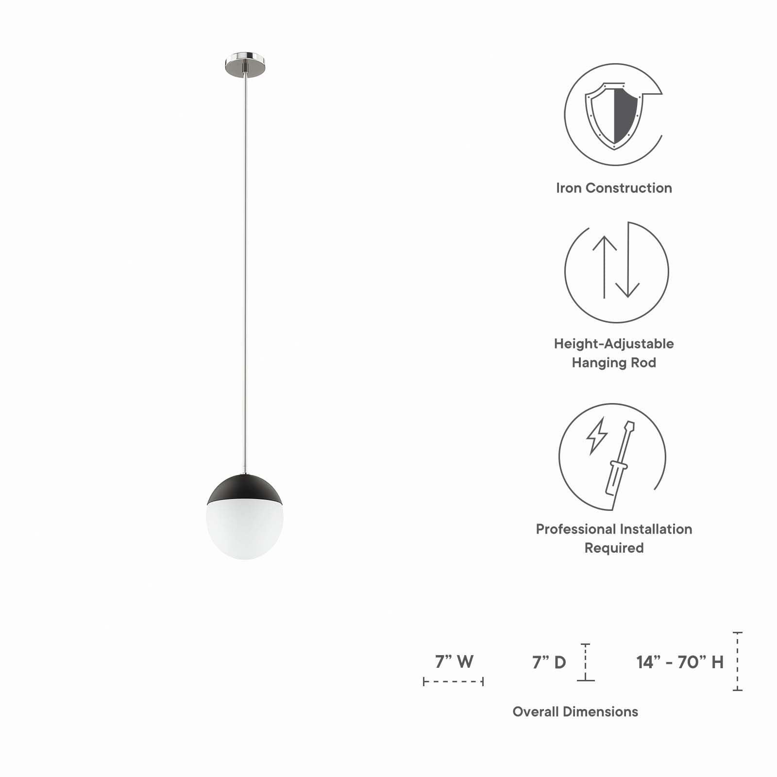 Stellar 1-Light Pendant Light By Modway - EEI-5653 - Image 8