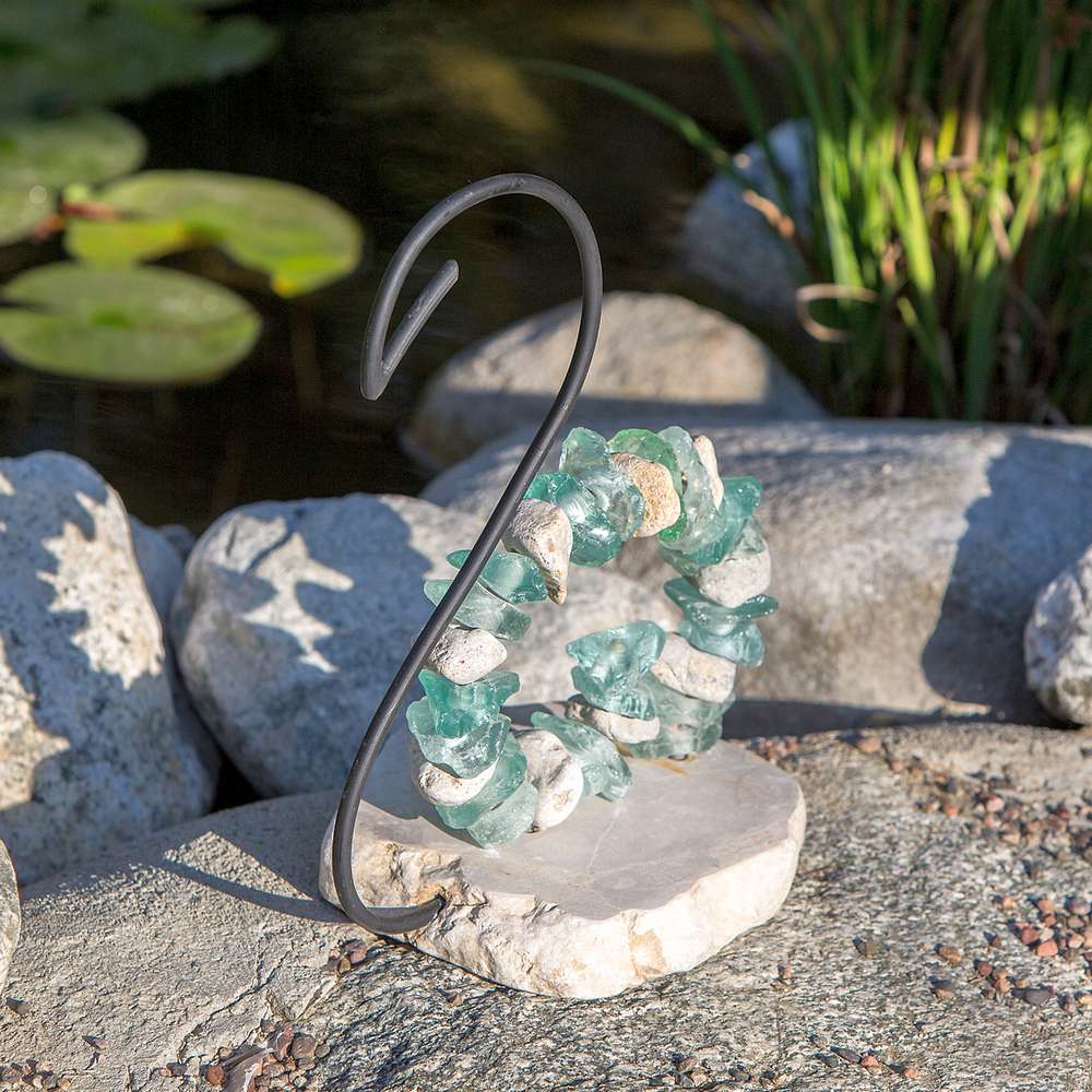 Stone & Glass Swan Set of 2 By Garden Age Supply - Image 3