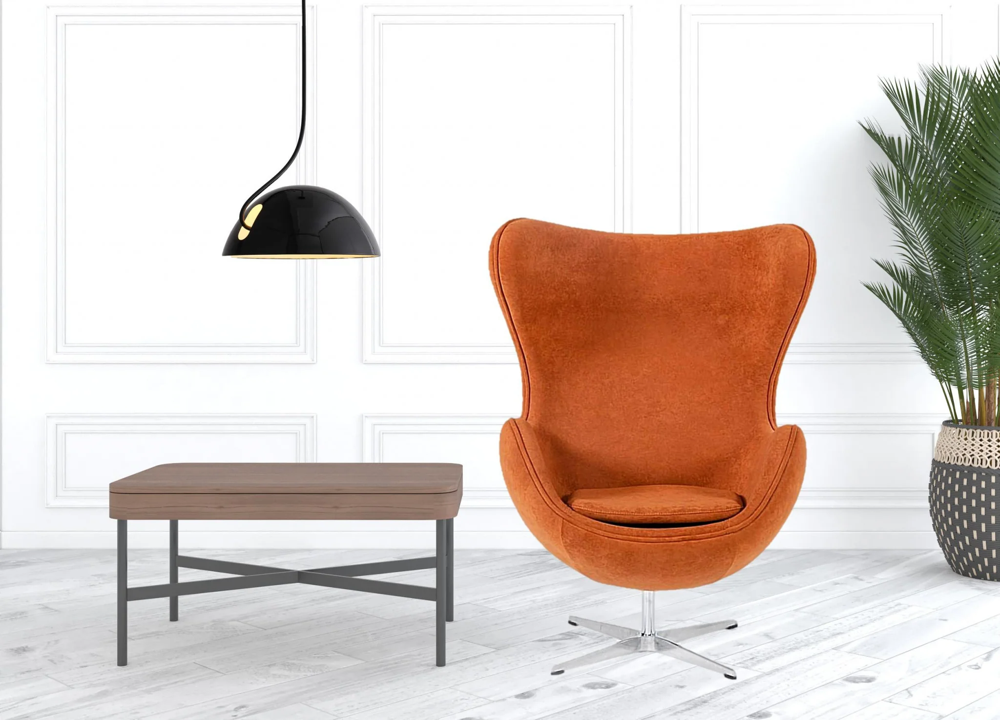 Stylish Mid Century Dark Orange Fabric Swivel Accent Chair By Homeroots