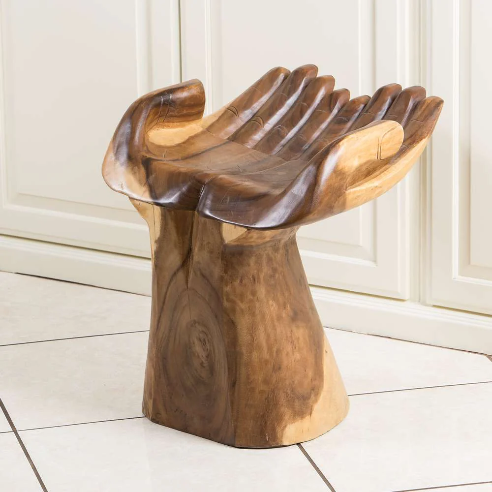 Suar Wood Double Hand Chair/Stool By Garden Age Supply
