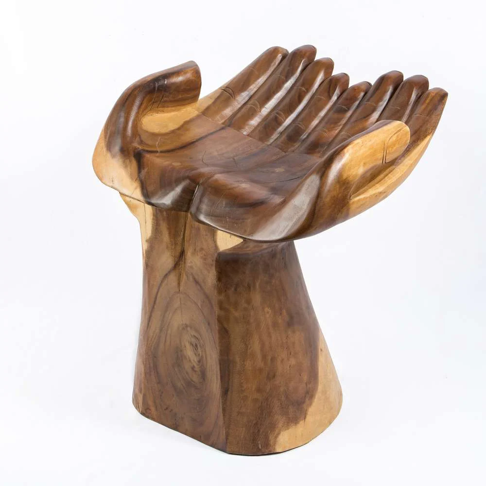 Suar Wood Double Hand Chair/Stool By Garden Age Supply - Image 3